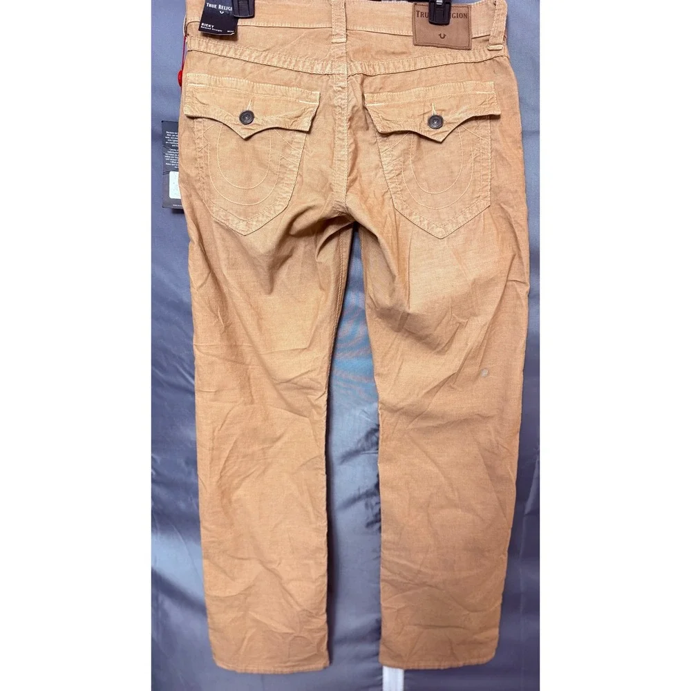 True Religion Ricky Corduroy Pants Mens 32 Straw Tan Relaxed Straight NWT